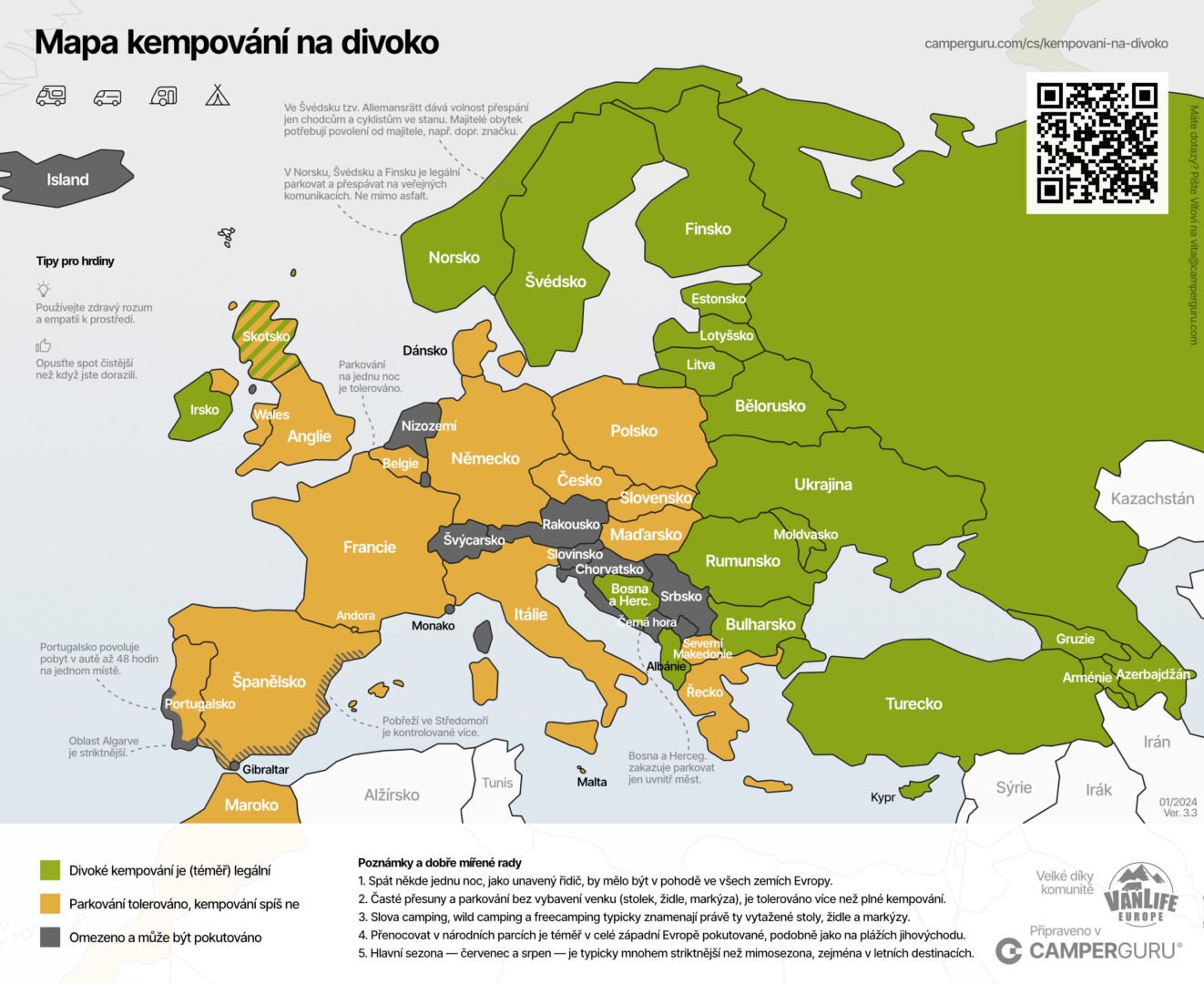 Mapa free campingu od Camperguru